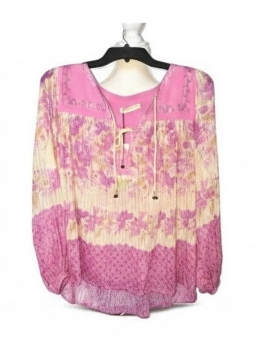 NWT Floral Poplin Pink And White Women's Boho Top Womens XS